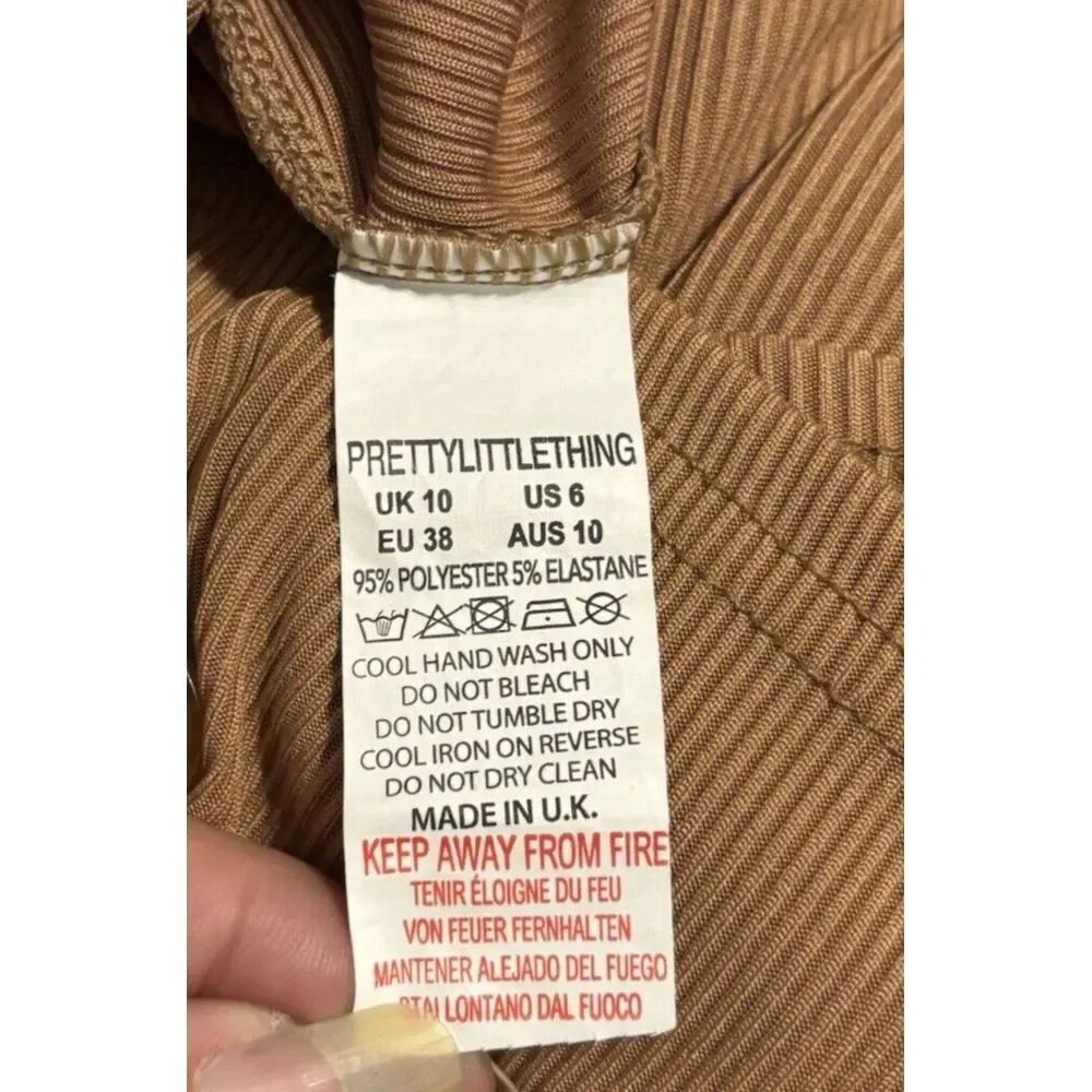 Pretty Little Things Tie Front Cut Out Dress Light Brown Size 6